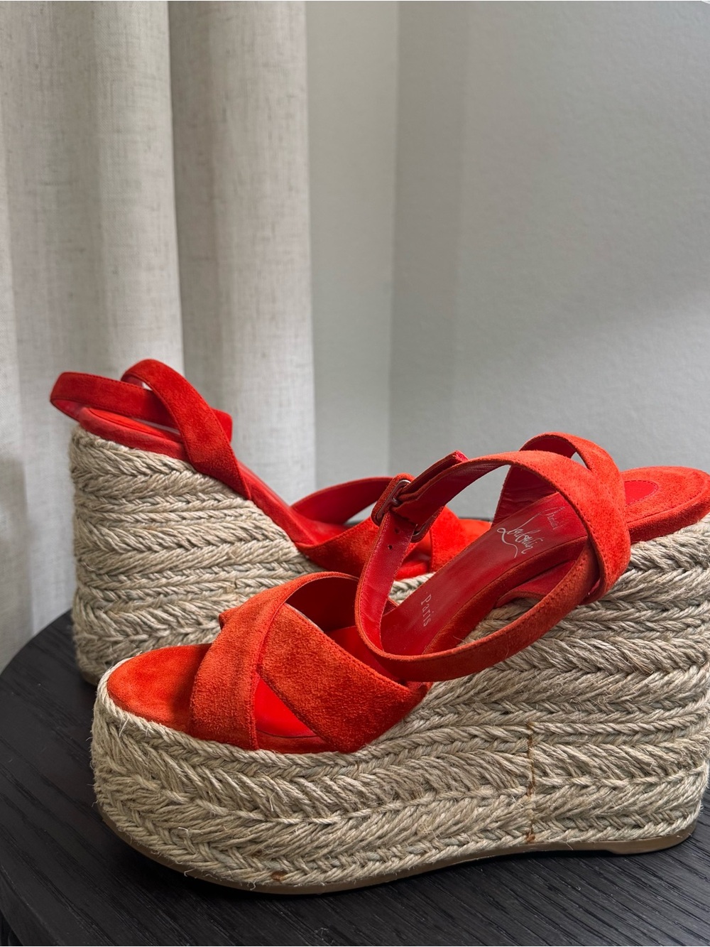 Christian Louboutin Espadrille Wedge Sandals Red Suede 36 - Picture 5 of 8